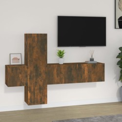 vidaXL Set de muebles de TV 3 pzas madera contrachapada roble ahumado