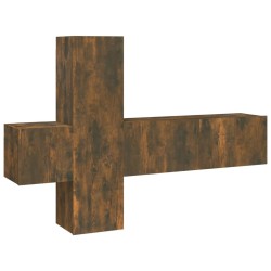 vidaXL Set de muebles de TV 3 pzas madera contrachapada roble ahumado
