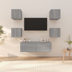 vidaXL Juego de muebles de pared para TV contrachapado gris Sonoma