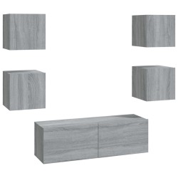 vidaXL Juego de muebles de pared para TV contrachapado gris Sonoma