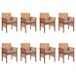 vidaXL Sillas de jardín con cojines 8 uds madera maciza de acacia vidaXL Sillas de jardín con cojines 8 uds madera maciza de acacia