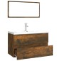 vidaXL Set de muebles de baño madera contrachapada color roble ahumado vidaXL Set de muebles de baño madera contrachapada color roble ahumado