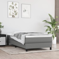 vidaXL Estructura de cama box spring tela gris oscuro 90x200 cm