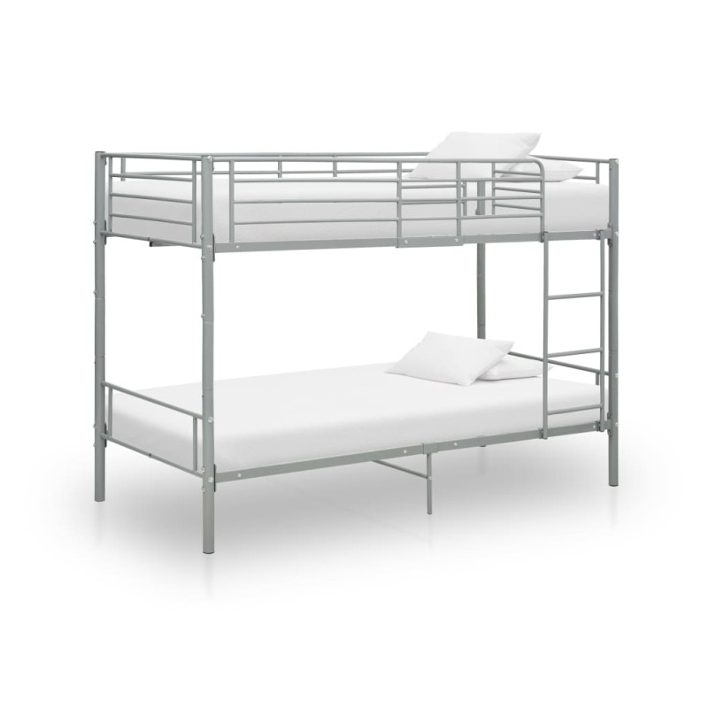 vidaXL Cama litera de metal gris 90x200 cm