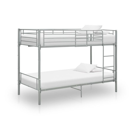 vidaXL Cama litera de metal gris 90x200 cm