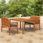 vidaXL Set comedor de jardín 3 pzas y cojines madera maciza de acacia vidaXL Set comedor de jardín 3 pzas y cojines madera maciza de acacia