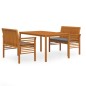 vidaXL Set comedor de jardín 3 pzas y cojines madera maciza de acacia vidaXL Set comedor de jardín 3 pzas y cojines madera maciza de acacia