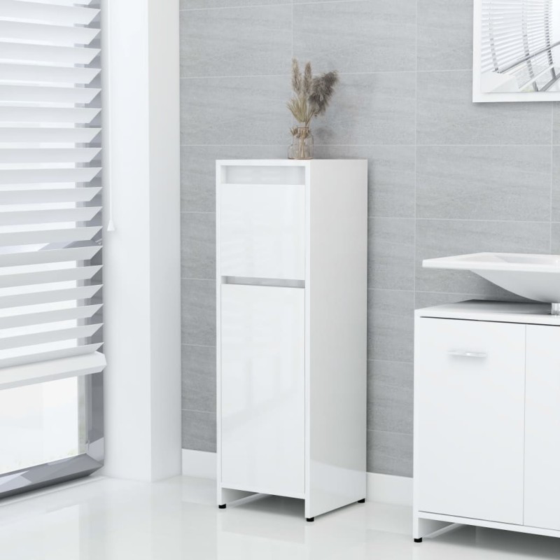vidaXL Armario de baño madera contrachapada blanco brillo 30x30x95 cm vidaXL Armario de baño madera contrachapada blanco brillo 30x30x95 cm