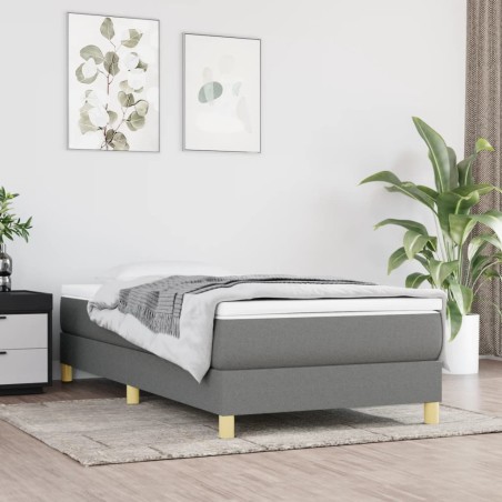 vidaXL Estructura de cama box spring tela gris oscuro 90x190 cm