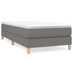 vidaXL Estructura de cama box spring tela gris oscuro 90x190 cm
