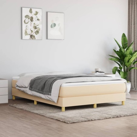 vidaXL Estructura de cama box spring tela color crema 140x200 cm