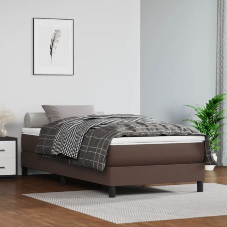 vidaXL Estructura de cama box spring cuero sintético marrón 80x200 cm