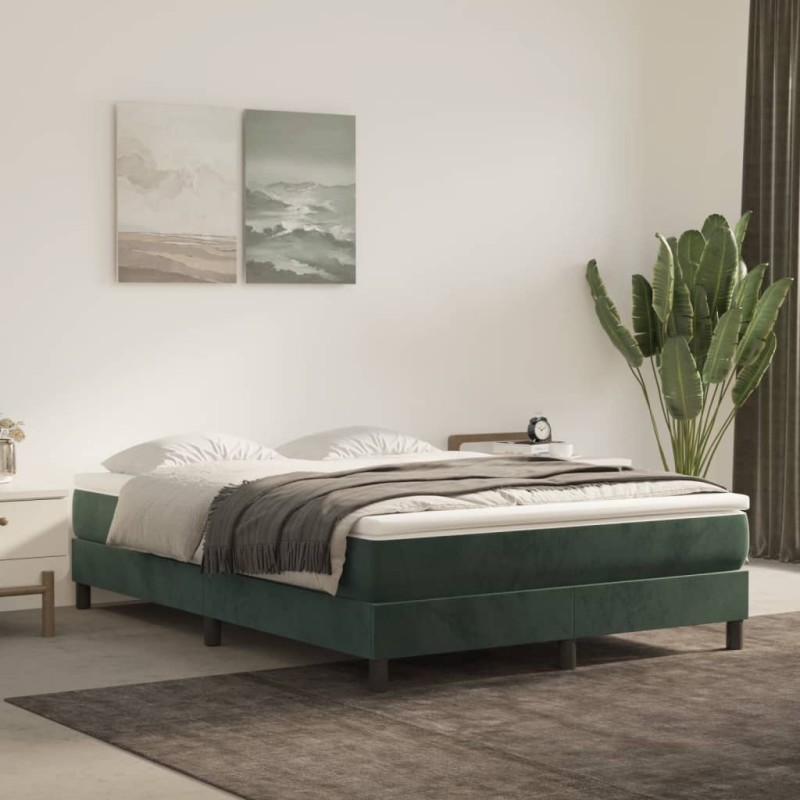 vidaXL Estructura de cama box spring terciopelo verde oscuro 140x190cm vidaXL Estructura de cama box spring terciopelo verde oscuro 140x190cm
