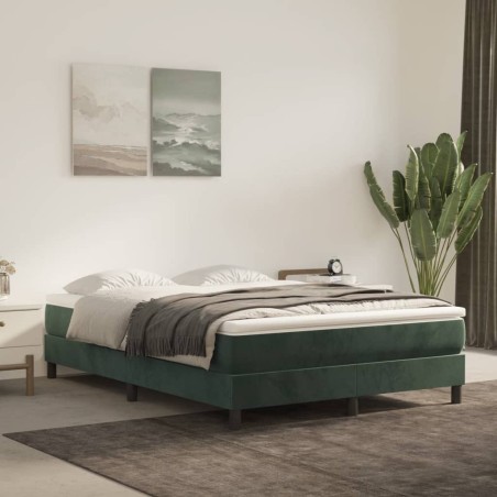 vidaXL Estructura de cama box spring terciopelo verde oscuro 140x190cm