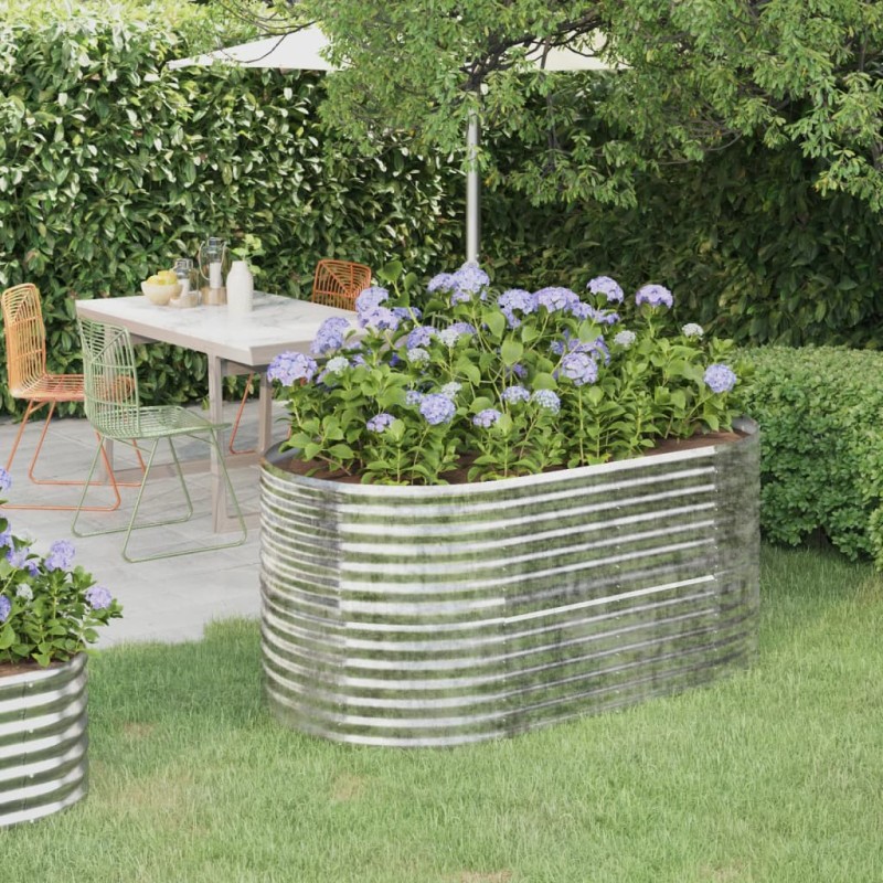 vidaXL Jardinera arriate acero recubrimiento polvo plata 152x80x68 cm vidaXL Jardinera arriate acero recubrimiento polvo plata 152x80x68 cm
