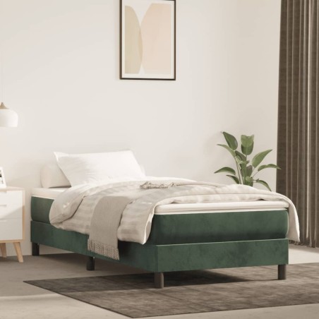 vidaXL Estructura de cama box spring terciopelo verde oscuro 100x200cm