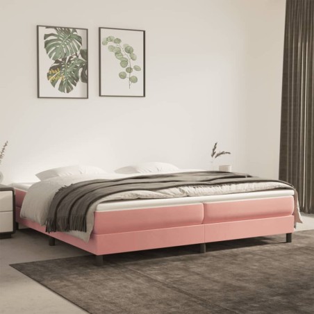 vidaXL Estructura de cama box spring terciopelo rosa 200x200 cm