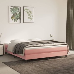 vidaXL Estructura de cama box spring terciopelo rosa 160x200 cm