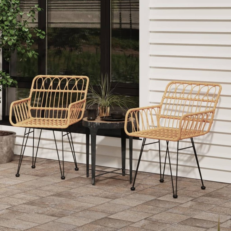 vidaXL Sillas de jardín con reposabrazos 2 uds ratán PE 56x64x80 cm vidaXL Sillas de jardín con reposabrazos 2 uds ratán PE 56x64x80 cm