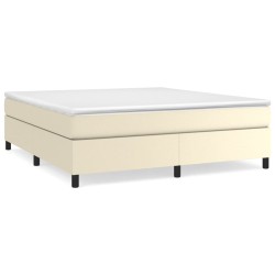 vidaXL Estructura de cama box spring cuero sintético crema 160x200 cm