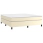 vidaXL Estructura de cama box spring cuero sintético crema 160x200 cm