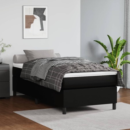 vidaXL Estructura de cama box spring cuero sintético negro 90x190 cm
