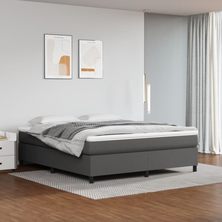 vidaXL Estructura de cama box spring cuero sintético gris 160x200 cm