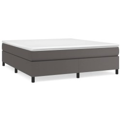 vidaXL Estructura de cama box spring cuero sintético gris 160x200 cm