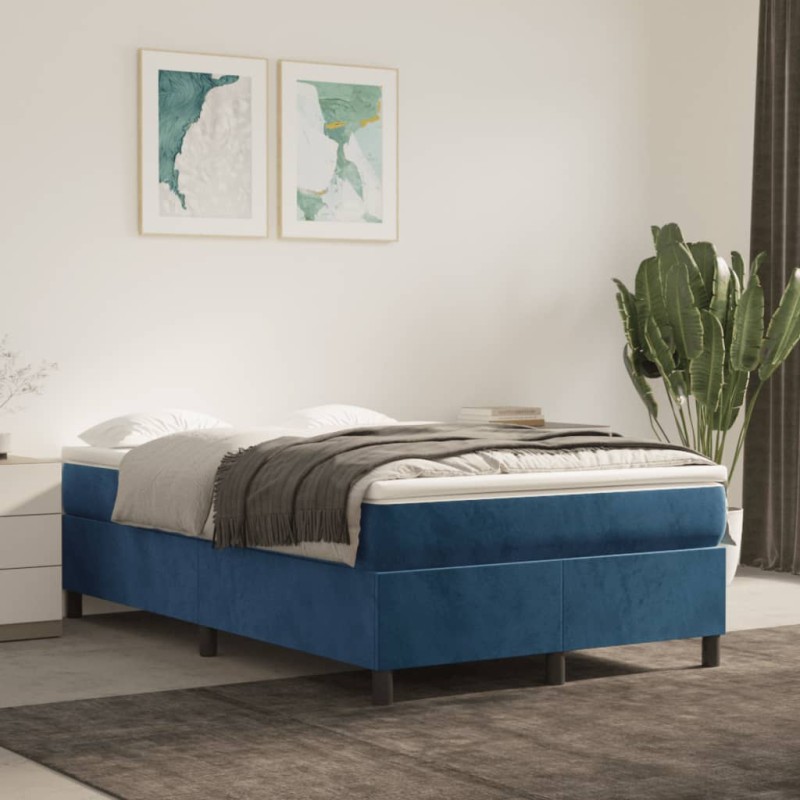 vidaXL Estructura de cama box spring terciopelo azul oscuro 120x200 cm vidaXL Estructura de cama box spring terciopelo azul oscuro 120x200 cm