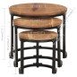 vidaXL Mesitas auxiliares 3 piezas madera maciza de acacia vidaXL Mesitas auxiliares 3 piezas madera maciza de acacia