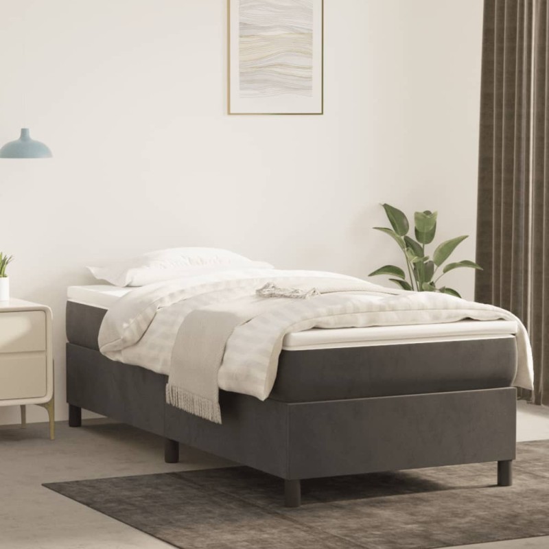 vidaXL Estructura de cama box spring terciopelo gris oscuro 90x190 cm vidaXL Estructura de cama box spring terciopelo gris oscuro 90x190 cm