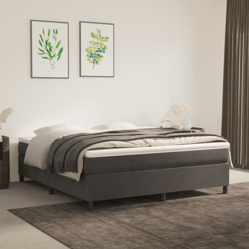 vidaXL Estructura de cama box spring terciopelo gris oscuro 160x200 cm vidaXL Estructura de cama box spring terciopelo gris oscuro 160x200 cm