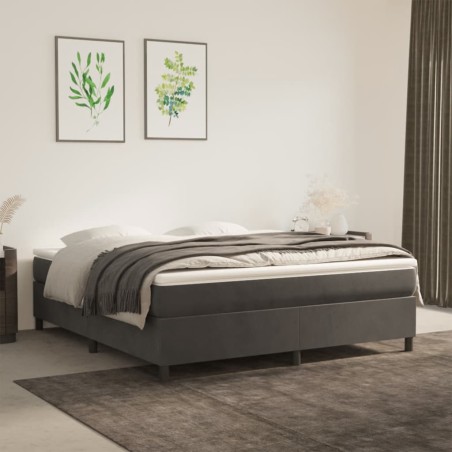 vidaXL Estructura de cama box spring terciopelo gris oscuro 160x200 cm