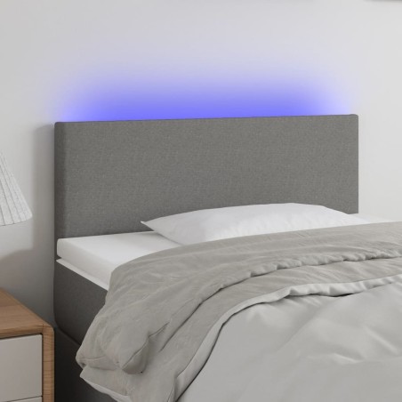 vidaXL Cabecero con LED de tela gris oscuro 80x5x78/88 cm