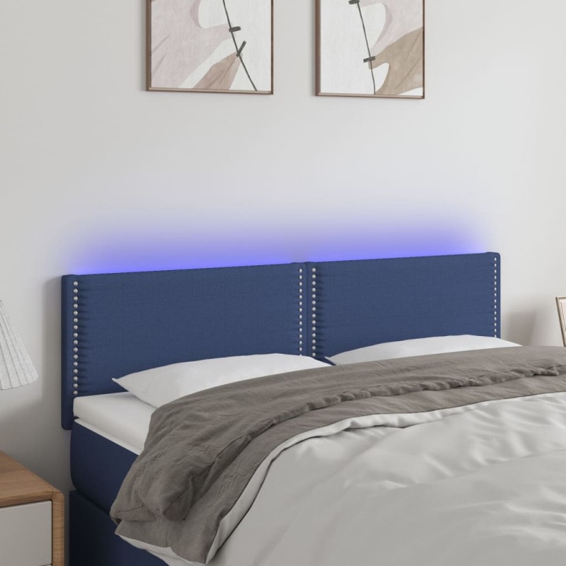 vidaXL Cabecero con LED de tela azul 144x5x78/88 cm vidaXL Cabecero con LED de tela azul 144x5x78/88 cm
