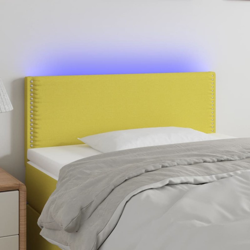 vidaXL Cabecero con LED de tela verde 100x5x78/88 cm vidaXL Cabecero con LED de tela verde 100x5x78/88 cm