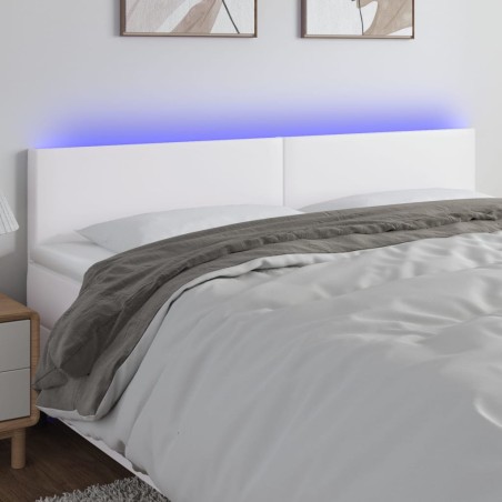 vidaXL Cabecero con LED cuero sintético blanco 160x5x78/88 cm