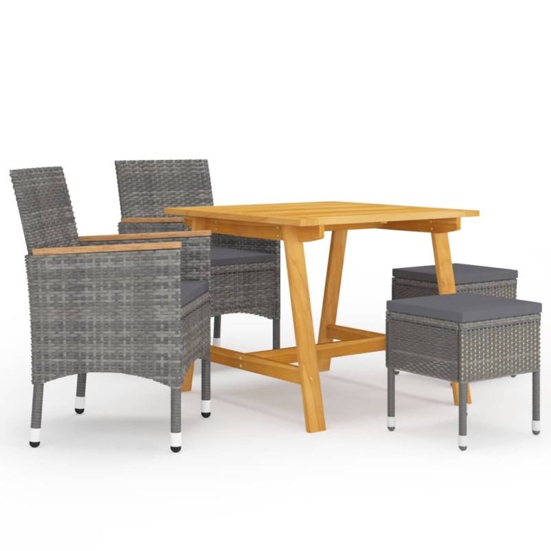 vidaXL Juego de comedor de jardín de 5 piezas gris vidaXL Juego de comedor de jardín de 5 piezas gris