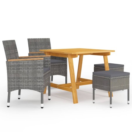 vidaXL Juego de comedor de jardín de 5 piezas gris