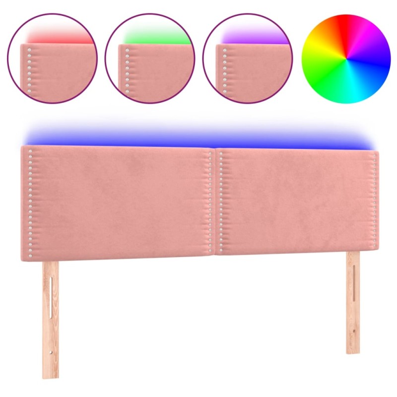vidaXL Cabecero con LED de terciopelo rosa 144x5x78/88 cm vidaXL Cabecero con LED de terciopelo rosa 144x5x78/88 cm