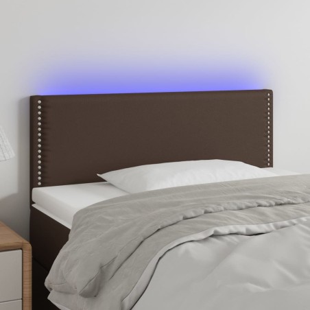 vidaXL Cabecero con LED cuero sintético marrón 100x5x78/88 cm