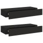 vidaXL Estantes de pared con cajón 2 uds MDF negro 60x23,5x10 cm vidaXL Estantes de pared con cajón 2 uds MDF negro 60x23,5x10 cm