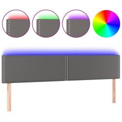 vidaXL Cabecero con LED cuero sintético gris 180x5x78/88 cm