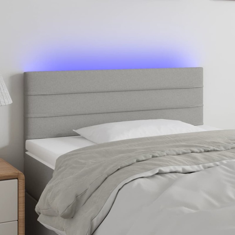 vidaXL Cabecero con luces LED de tela gris claro 80x5x78/88 cm vidaXL Cabecero con luces LED de tela gris claro 80x5x78/88 cm