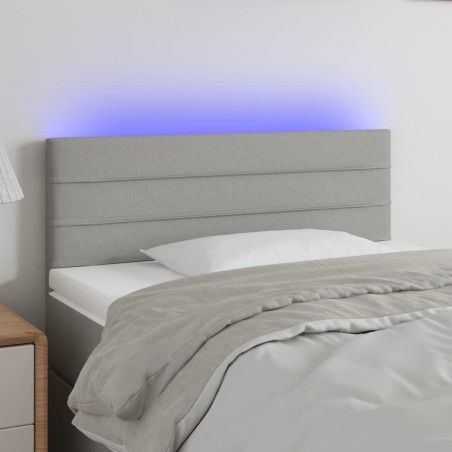 vidaXL Cabecero con luces LED de tela gris claro 80x5x78/88 cm