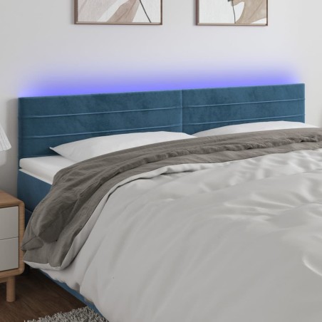vidaXL Cabecero con LED de terciopelo azul oscuro 200x5x78/88 cm