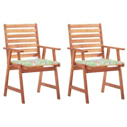 vidaXL Sillas comedor de jardín 2 uds madera maciza acacia y cojines