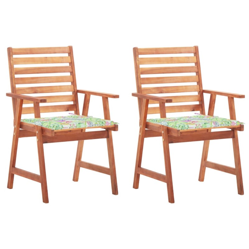 vidaXL Sillas comedor de jardín 2 uds madera maciza acacia y cojines vidaXL Sillas comedor de jardín 2 uds madera maciza acacia y cojines