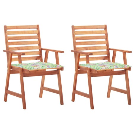 vidaXL Sillas comedor de jardín 2 uds madera maciza acacia y cojines