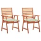 vidaXL Sillas comedor de jardín 2 uds madera maciza acacia y cojines vidaXL Sillas comedor de jardín 2 uds madera maciza acacia y cojines